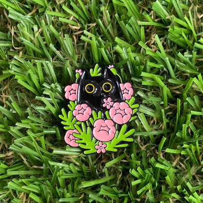 Cat & Pink Flower Needle Minder