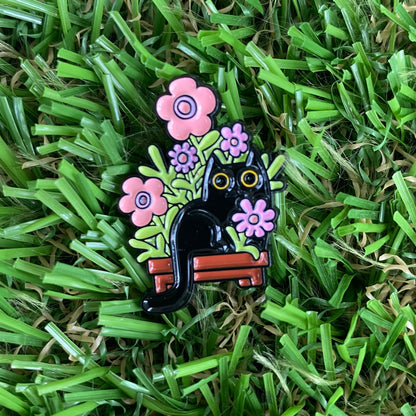 Cat & Pink Plant Needle Minder