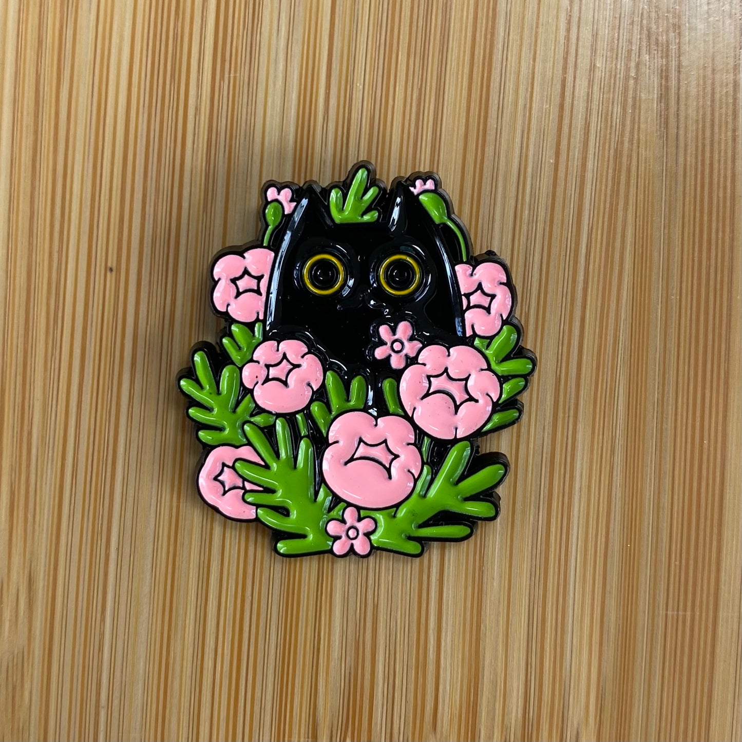 Cat & Pink Flower Needle Minder